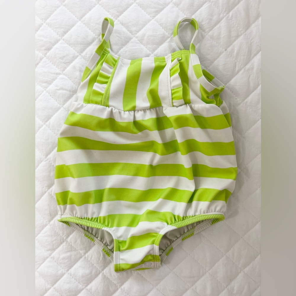 Carter’s Green and White Striped Baby Girl Swimsuit